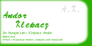 andor klepacz business card